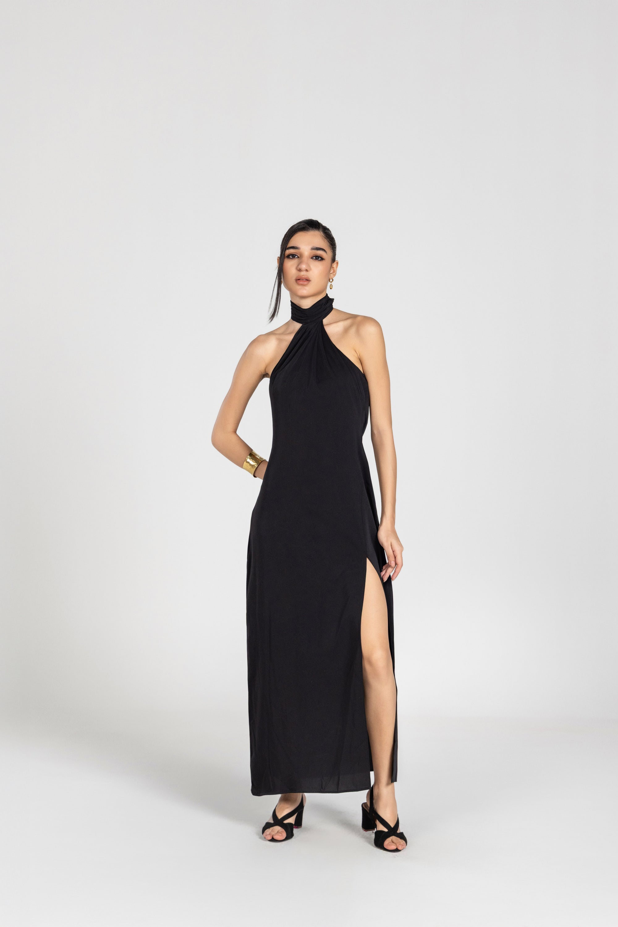 BLACK SCARF WRAP MAXI DRESS Past Modern BLACK SCARF WRAP MAXI DRESS Past Modern