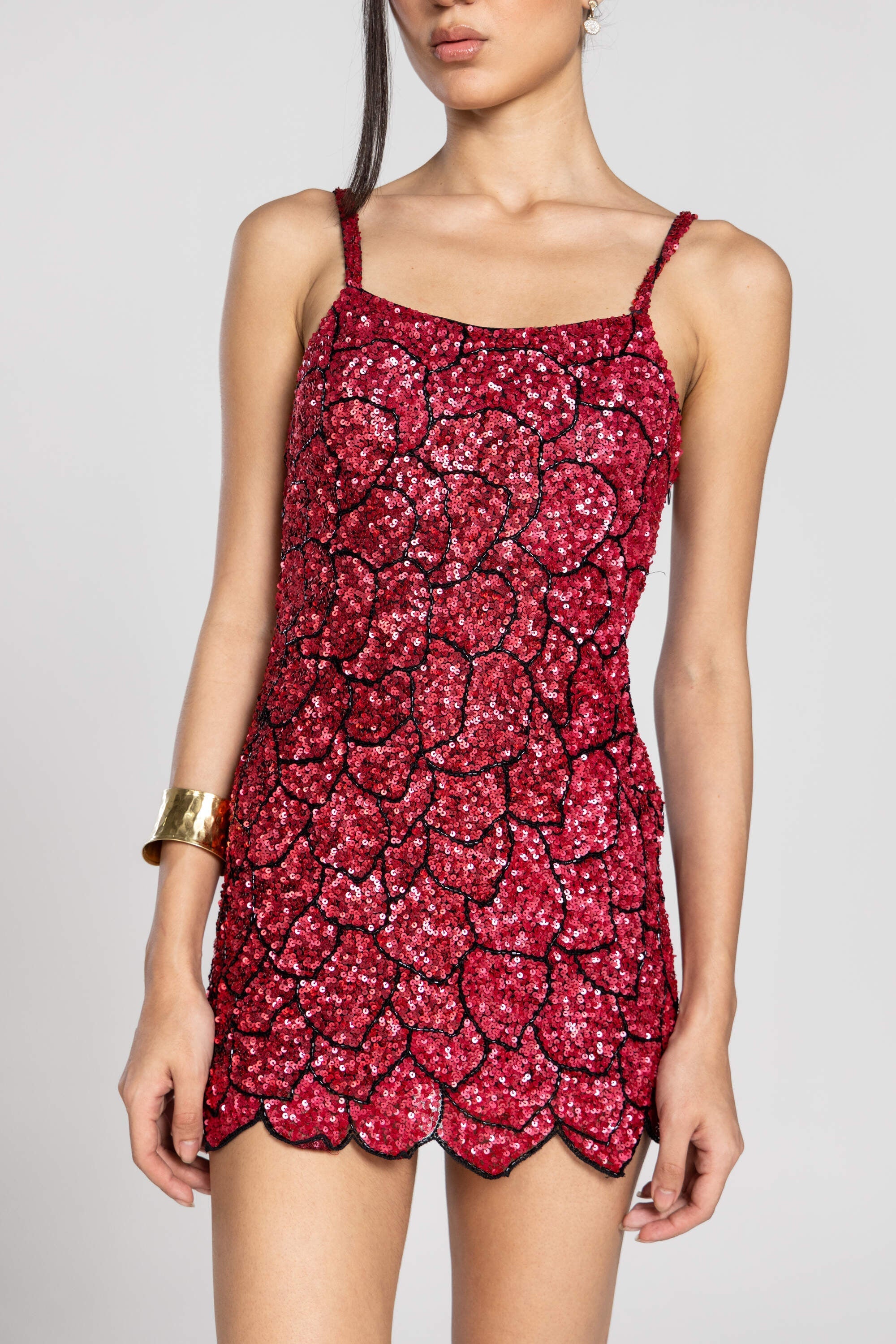 RED INDIAN FLOWER SEQUIN DRESS  The Past Modern