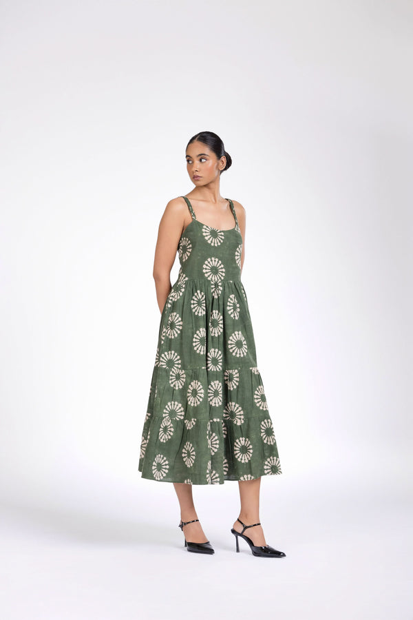 GREEN BRAIDED MAXI DRESS