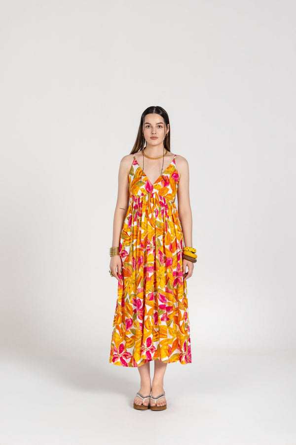 FLORAL V-NECK STRAPPY DRESS