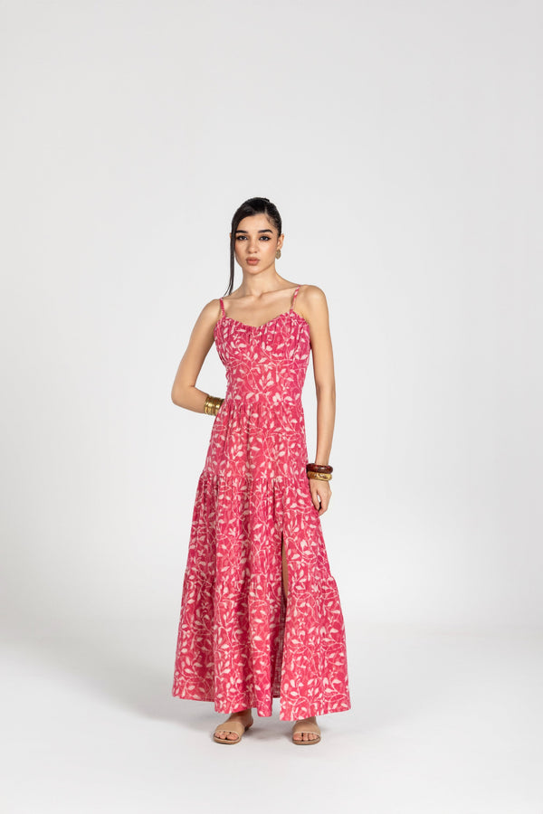 PINK VASANT DRESS WITH SLIT