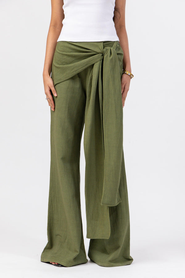 Scarf Wrap Pants - Olive