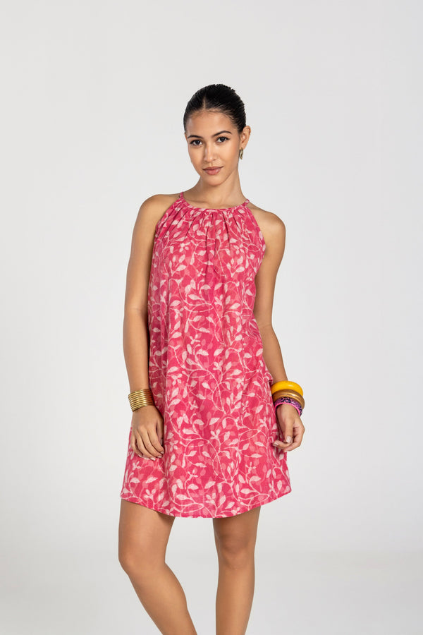 PINK FLARE MINI DRESS
