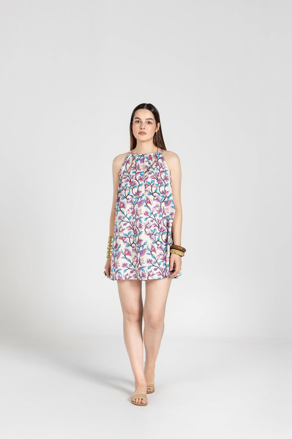 WHITE MULTI FLARE MINI DRESS
