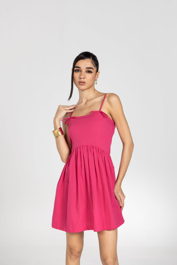 PINK MINI DRESS WITH BOW