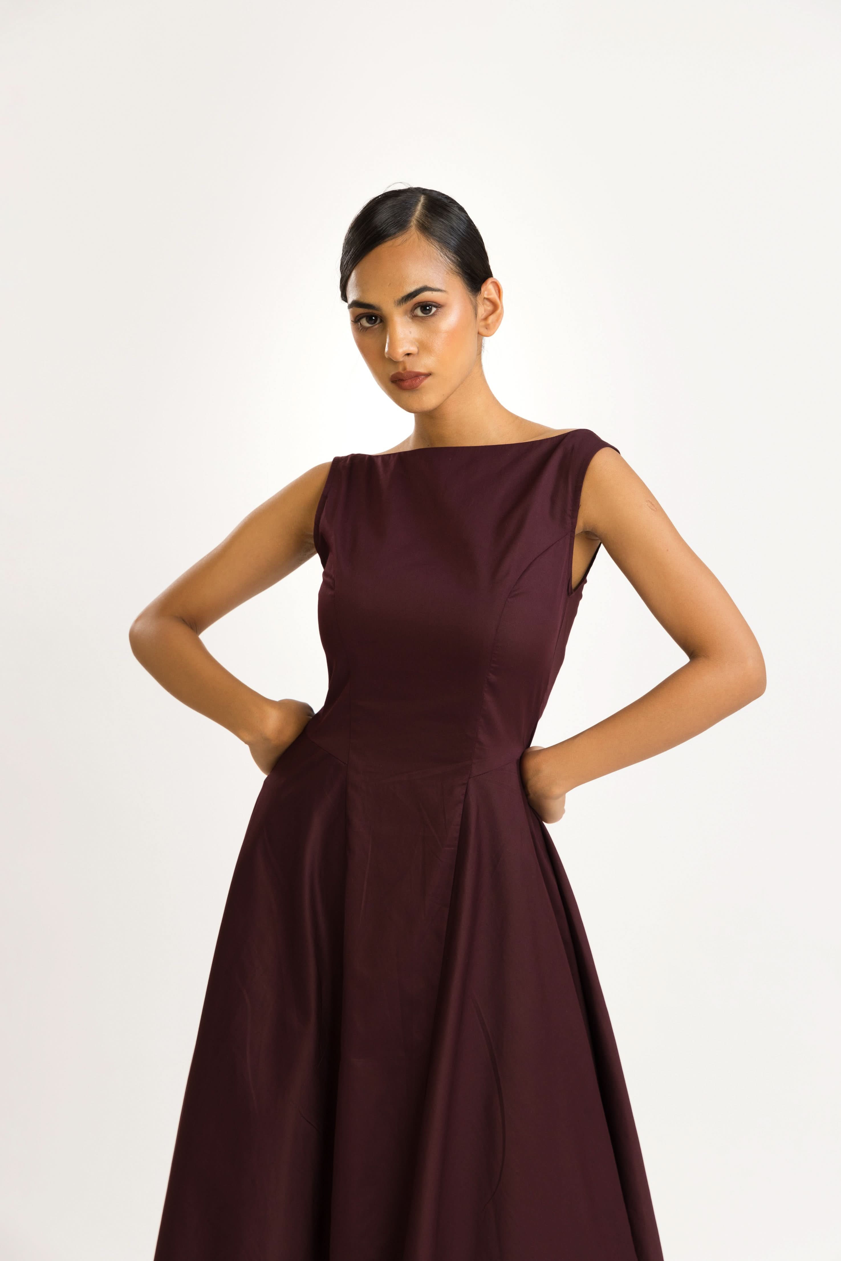 plum satin midi dress Plum Satin Midi Dress, M / Plum