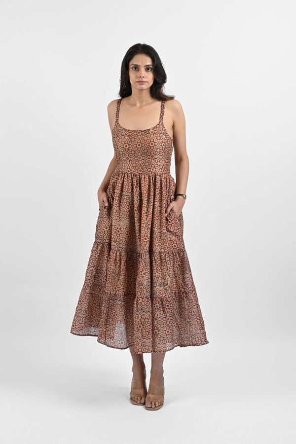 CHANDERI BLOCK PRINT DRESS